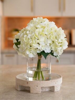 Nearly Natural White Hydrangea Bouquet Faux Floral Arrangement